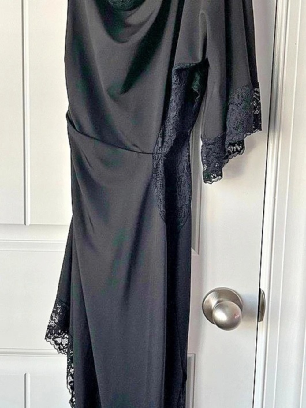 Zara Asymmetric Lace Dress Lace Trim Asymmetrical Dress in Black Like New - Picture 4 of 4